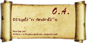 Oltyán András névjegykártya